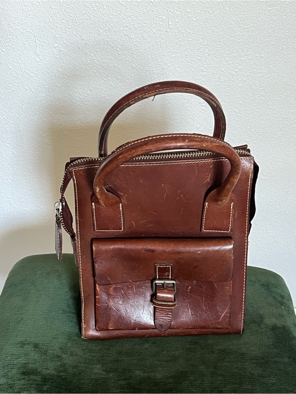 GAP Brown Leather Top-Handle Briefcase